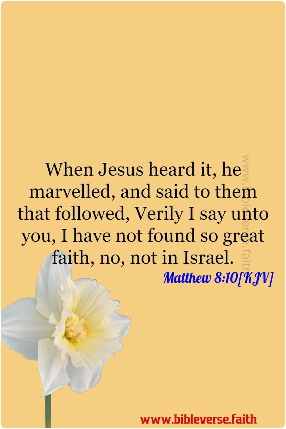 matthew 8 10[kjv] faith comes by hearing bible verse